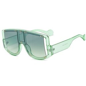 Sunglasses Fashion Shield Visor Trendy Designer Women Beach‎ Oceanic Green Lens
